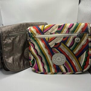 Kipling Multicolor and Metallic Silver Crossbody Bag (Lot of 2)